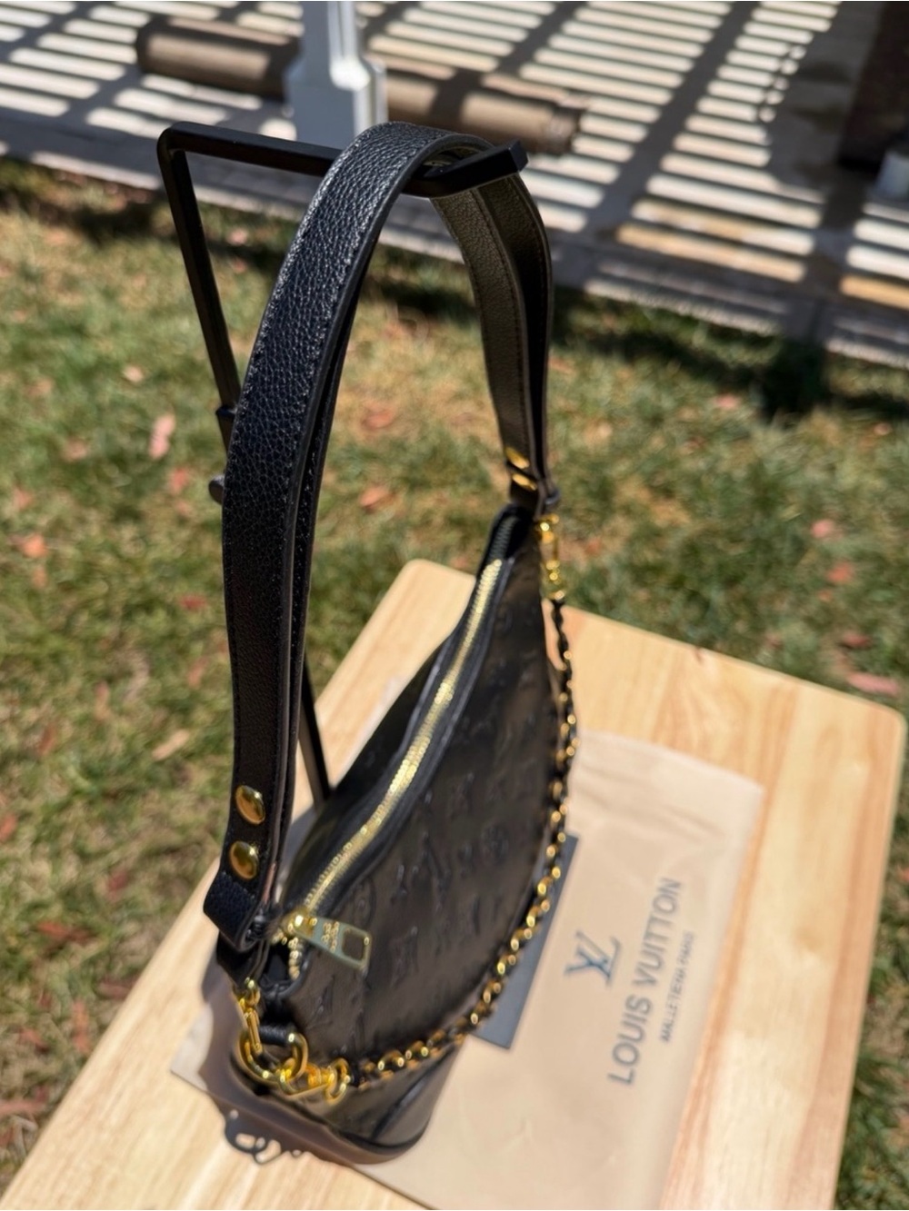 NEW LV inspired Print Boulogne PM Black Embossed Monogram Empreinte Shoulder Bag - Picture 4 of 12
